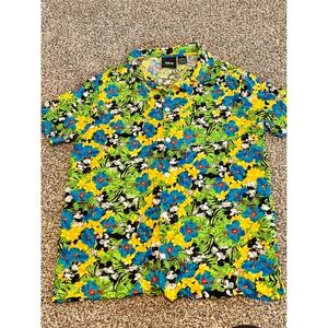D6 Disney Mickey‎ Mouse Tropical Hawaiian Button Up Shirt Men's Medium